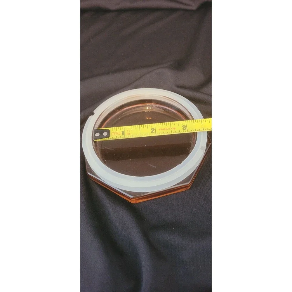 Vintage Amber Octogon Glass Lid With Rubber Seal